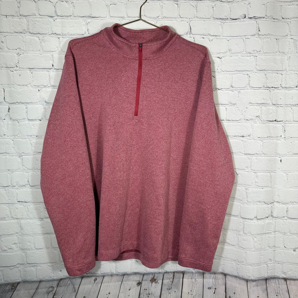 Rhone Mens XL Quarter Zip Pullover Heather Red Pink Performance Sweater 100474